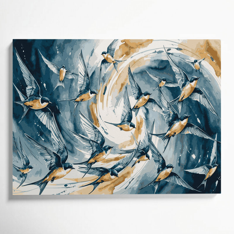 Birds Tree Swallow Beige Canvas Wall Art, 11" H x 14" W