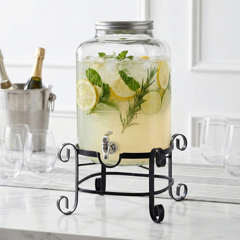 Main St. Beverage Dispenser 3 Gal With Galvanized Lid And Rack