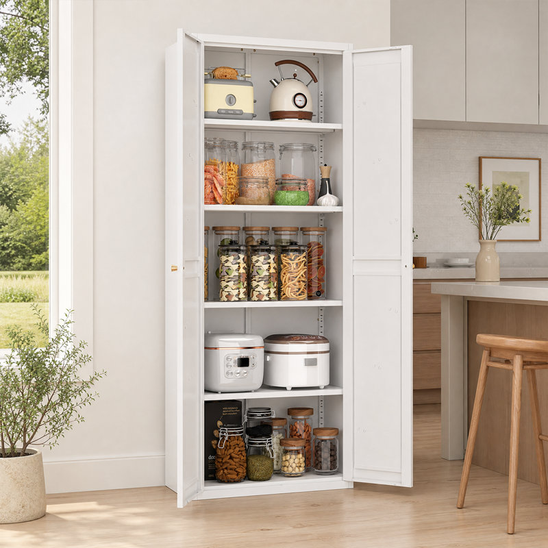 Armoire de rangement autoportante en métal avec portes magnétiques - Armoire garde-manger durable pour les essentiels de cuisine et de bureau