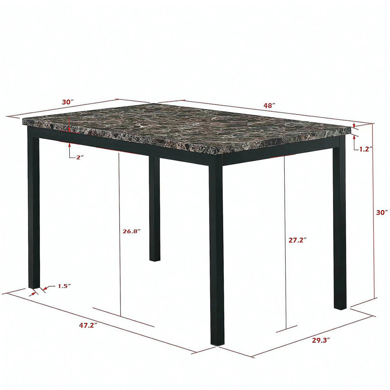 Faux Marble Top metal frame dinette table