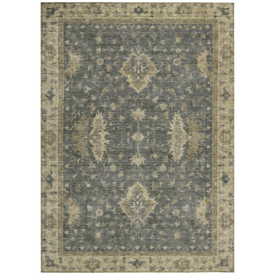 Machine Washable Indoor/Outdoor Xhevrie Gray Rug