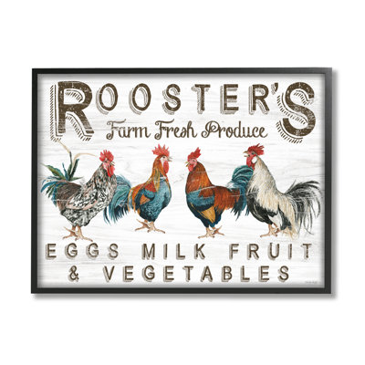 Rustic Roosters Farm Fresh Produce by Cindy Jacobs - Floater Frame Graphic Art on Wood