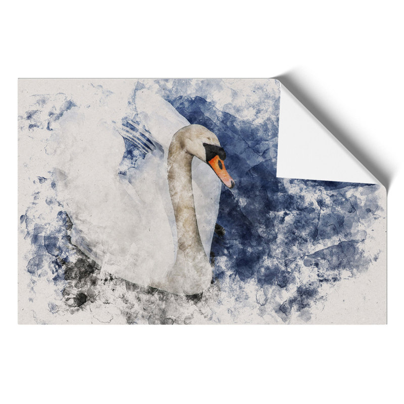 White Swan Watercolour - Frameless Print, 21cm H x 30cm W x 0.1cm D