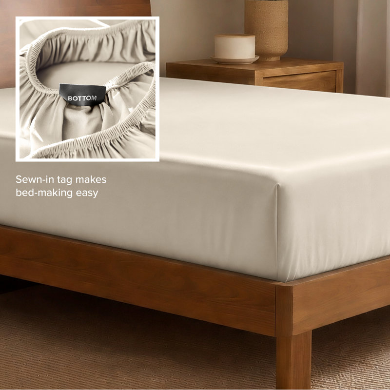 Drap-housse en rayonne de bambou, Sable, Drap-housse pour lit simple TG