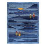 Blue Color Fine Hand knotted Persian Gabbeh 5'1'' X 6'7''