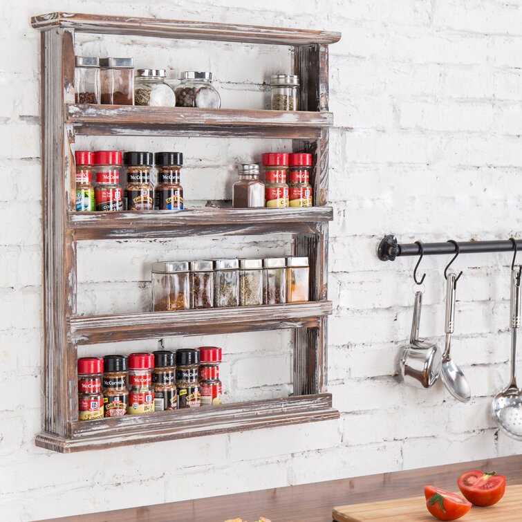 Wooden Kitchen Spice Rack, On The Wall