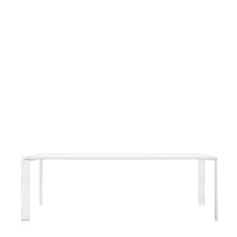 Four Metal Base Dining Table, 28" H x 88" W x 31" D, White