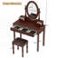 Ensemble de coiffeuse avec miroir à angle réglable, ensemble de coiffeuse et tabouret rembourré-118033023