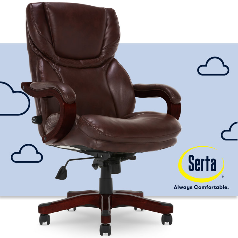 Serta Conway Big & Tall Office Chair, Ergonomic Adjustable Lumbar, Semi Plush Cushion, Body Pillows, Brown