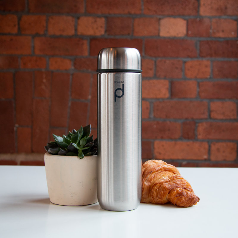 Grunwerg Drink Pod 300ml Double Wall Insulated Stainless Steel (18/10) Travel Mug, Stainless Steel