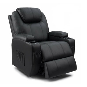 Electric Power Lift Recliner Chair with Massage for Elderly, PU Leather Home Theater Seat with Side Pockets and 2 Cup Holders Ergonomic Lounge Chair Single Sofa for Home Living Room