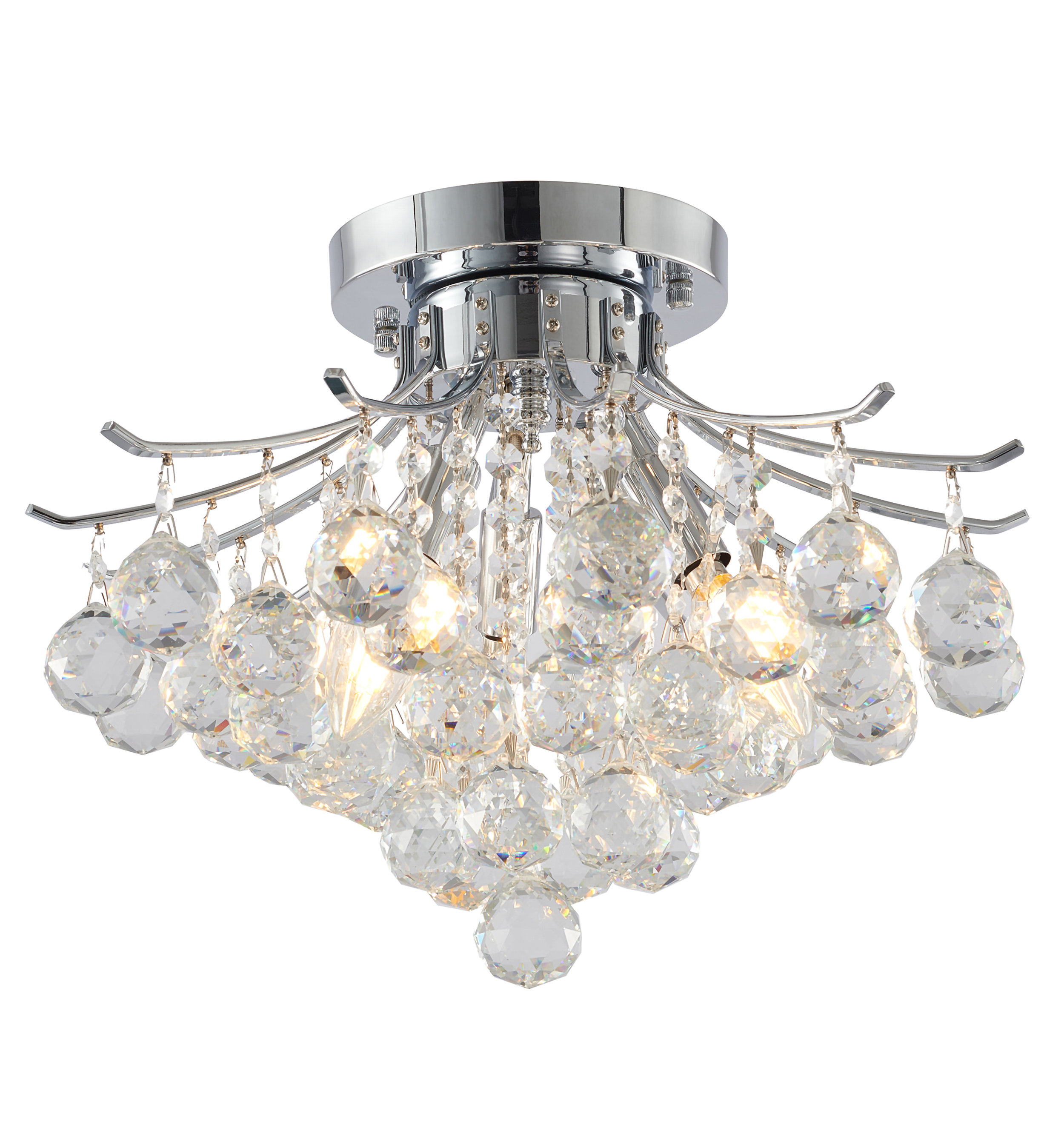 Rosdorf Park Crapp 3-Light God Crystal Semi Flush Mount | Wayfair