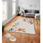 Tapis ivoire rectangulaire en polyester tissé à la machine à motif floral Tavon-761320092