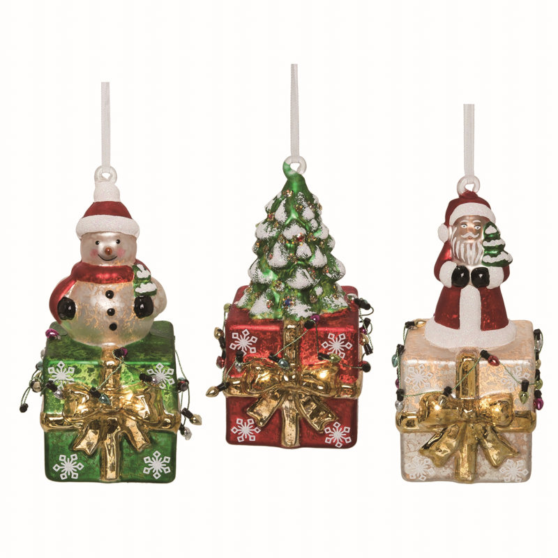  Ensemble de 3 décorations de Noël en verre