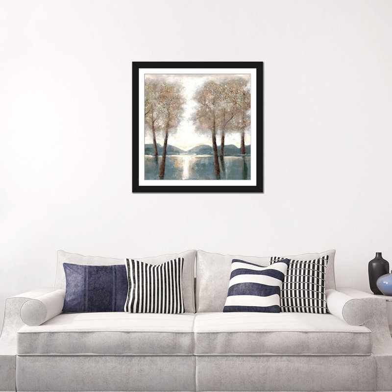 Giclée sur toile tendue Approche du bois II par Doris Charest, H 24 po x l 24 po x P 1 po, Papier d'art encadré noir, Blanc