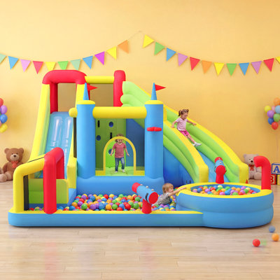 Toboggan aquatique gonflable pour enfants avec souffleur de 750 W, château gonflable avec glissade, structure gonflable pour parc aquatique, activités intérieures et extérieures