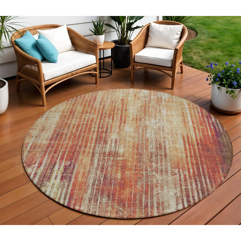 Tapis extérieur lavable à rayures 8 po beige et taupe orange