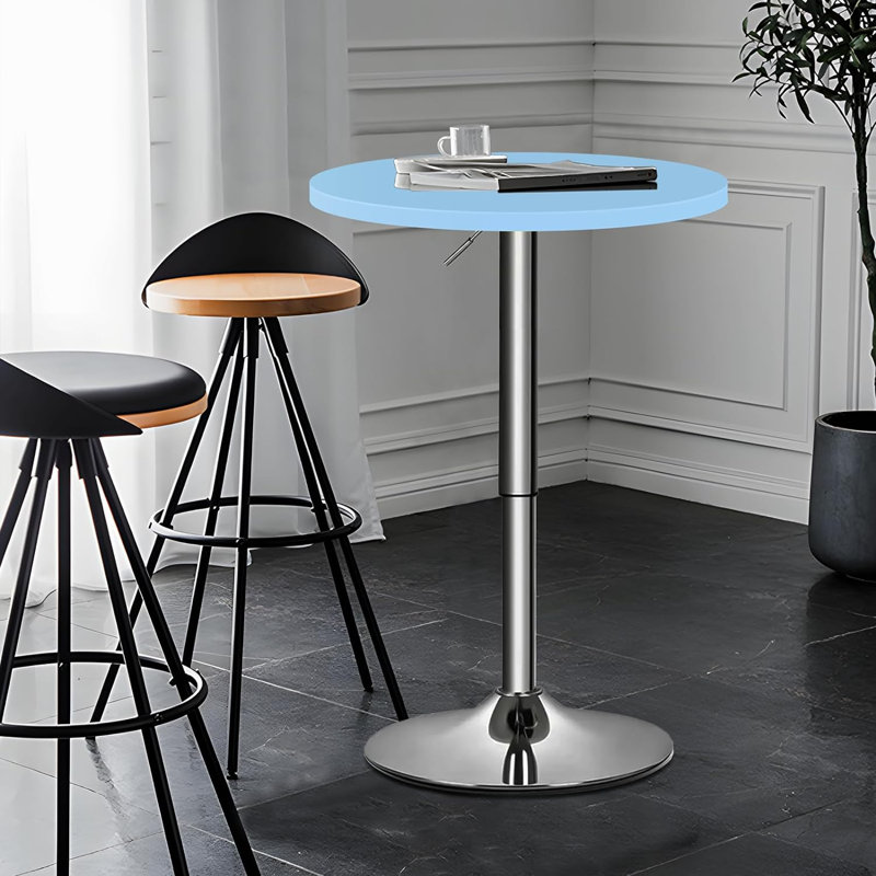 Round Metal Base Dining Table, Blue, Silver