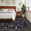 Tapis floral lavable pour animaux 6 x 9 de style campagnard antidérapant pour le salon, tapis à poils courts qui ne perd pas ses poils, tapis intérieur pliable et doux pour la chambre à coucher, la salle de jeux et la chambre de bébé, bleu-1707989846-1711026855
