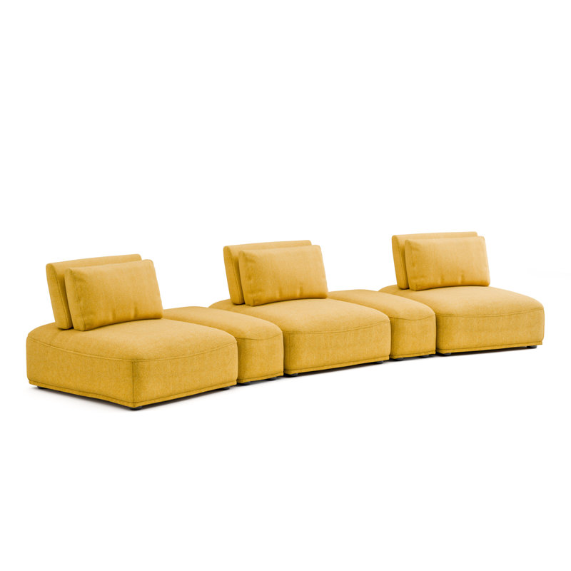 Canapé modulaire 5 pièces Aukeem, Polyester jaune