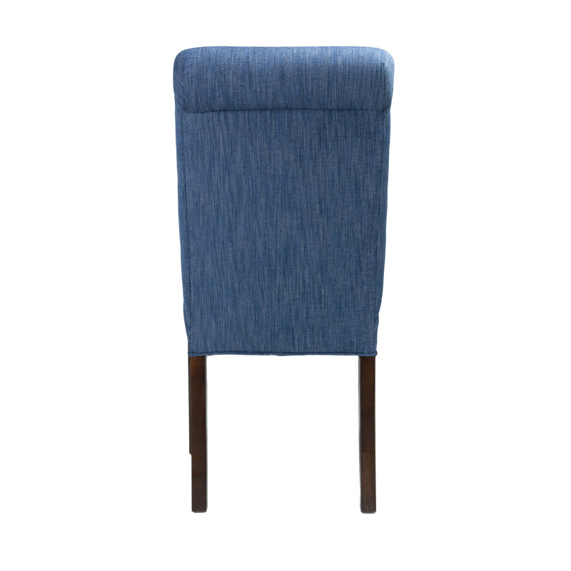 19'' H Upholstered Side Chair, Espresso, Key-Largo Denim