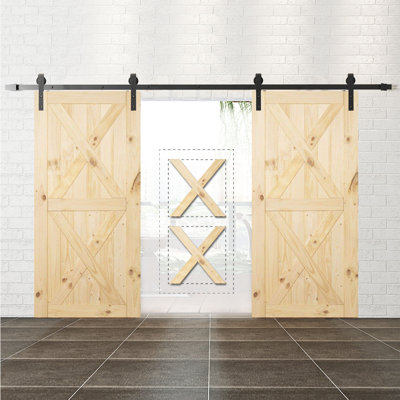 Porte de grange en bois à panneau non fini sans ensemble de quincaillerie d'installation