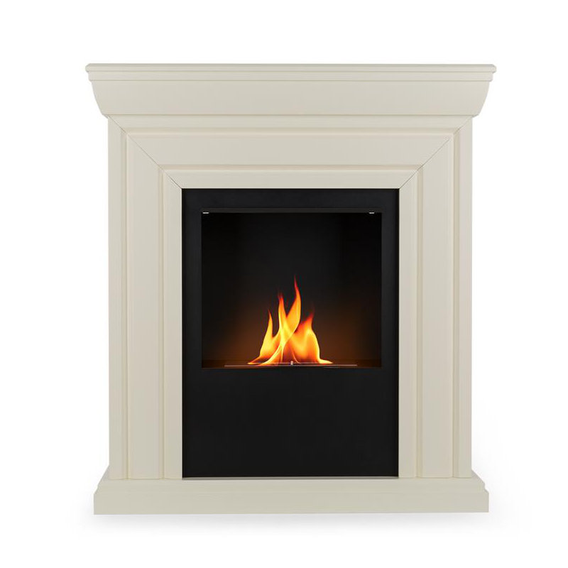 OneConcept 100cm W White Bio-Ethanol Fireplace