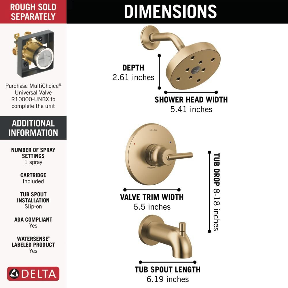 Trinsic 14 Series Single-Function Tub Shower Set, Brilliance Champagne Bronze