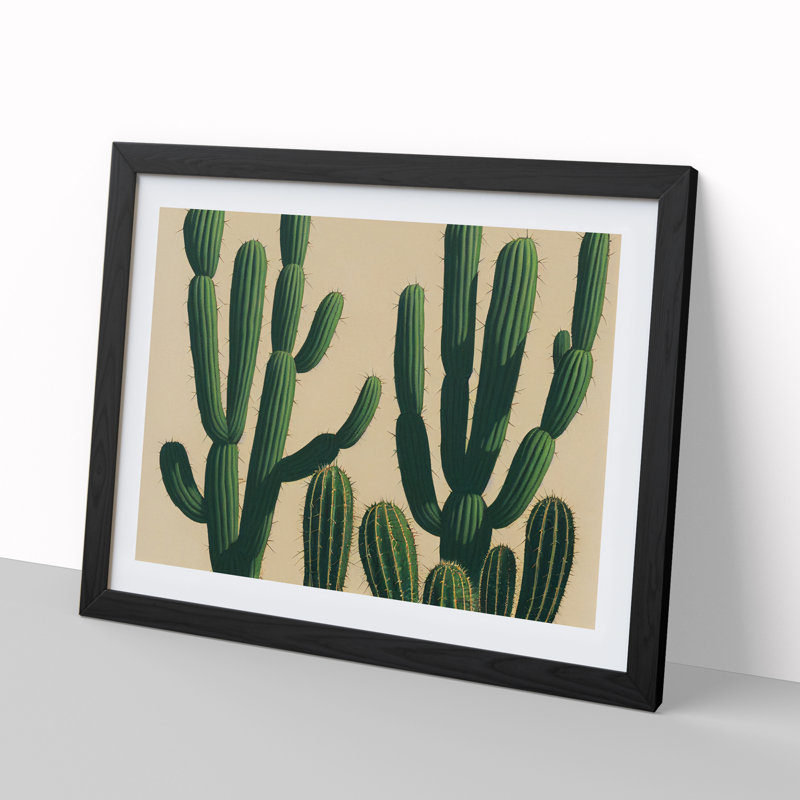 A Contemporary Cactus - Framed Print, Black, 46cm H x 64cm W x 2cm D