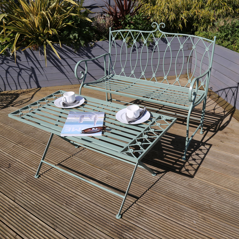 Rodriguez Folding Wrought Iron Coffee Table