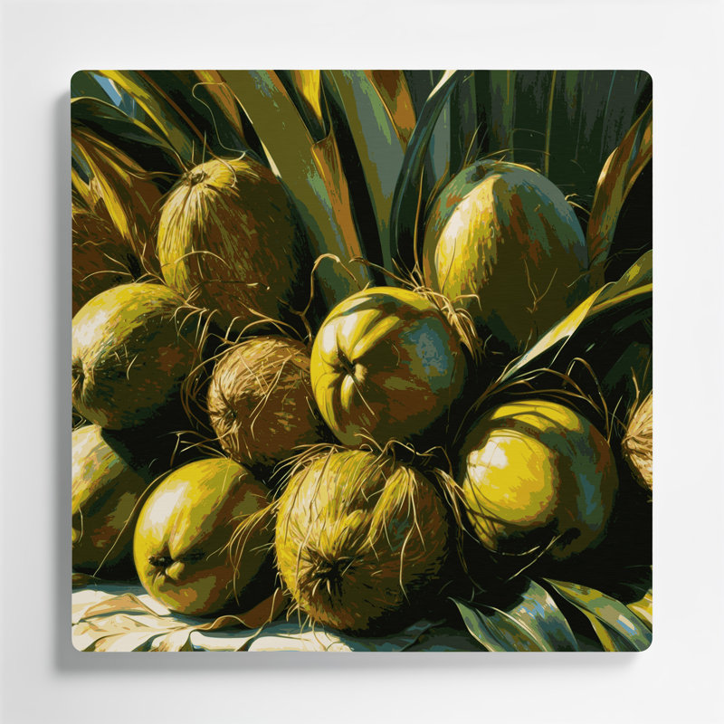 Hawaiian Coconuts Green, art mural en métal