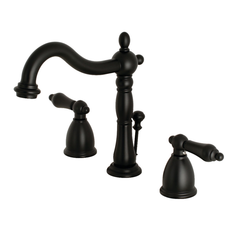 Robinet de salle de bain espacé avec ensemble de bonde Heritage, Noir mat