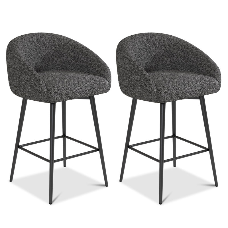 Tabourets de bar pivotants avec dossier 27,9 po (ensemble de 6), Gris, 2