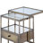 Leeroy Contemporary Glass Frame Rectangular Nesting Table Set with Storage in Antique Brass and Clear
