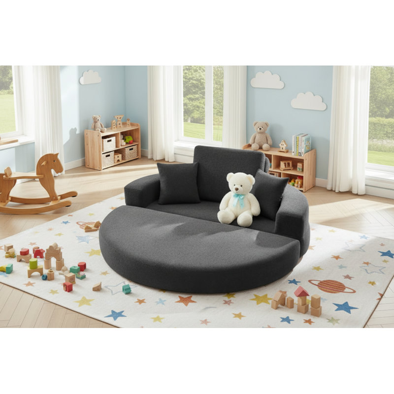 Canapé convertible en velours de 71 po avec 2 coussins Boneless, Gris