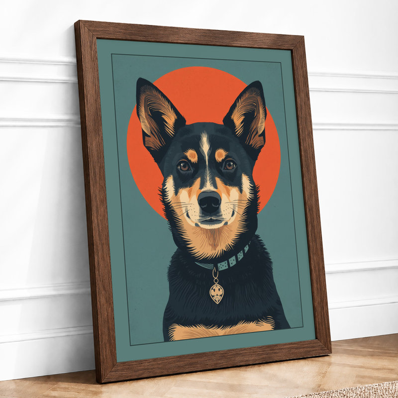 Studded Chihuahua Pop Art - Framed Print, A2 - 59.4 x 42.0 cm, Walnut