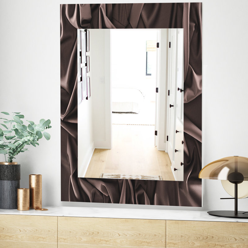 Miroir mural moderne en soie foncée pliée, H 24 po x l 32 po