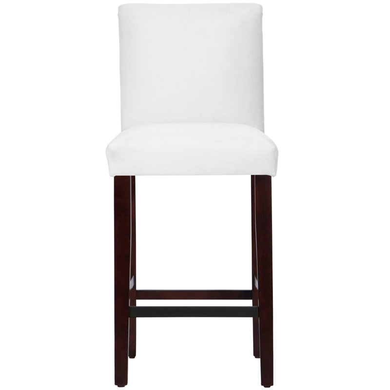 Tabouret de bar et de comptoir Hadrien, Tabouret de bar (siège d'une hauteur de 31 po), Espresso, Velours blanc classique