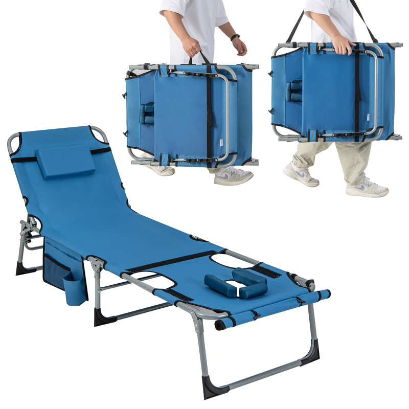 Samera Outdoor Metal Chaise Lounge, Blue