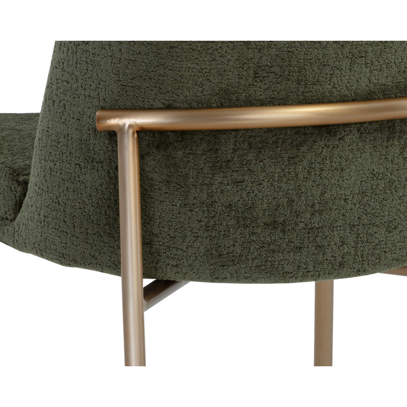 Zeke Upholstered Dining Chair, Antique Brass, Green