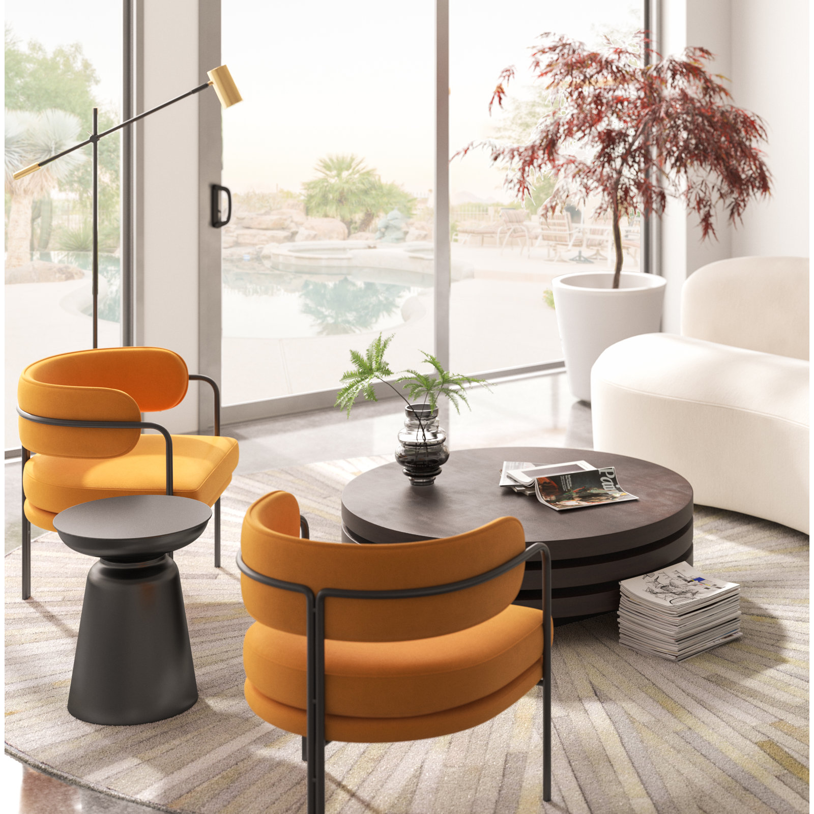 Flemings 63'' Dimmable LED Floor Lamp, Black