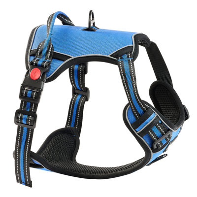 No Pull Dog Harness For Medium To Large - Sized Canines, Blue Vest, Secure Leash Attachment, Quick Release Buckle, 4 Adjustable Straps Comfort Fabric, Feature, Control Rings Hunting And Training,