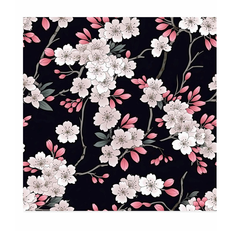 Floral, fleurs de cerisier en fleurs de cerisier III, impression sans cadre asiatique, H 24 po x l 24 po