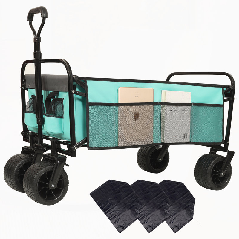 Chariot pliable à roulettes pliable avec roues, Bleu