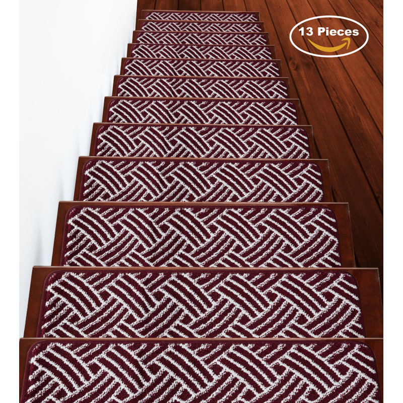 tapis d’escalier doux et vibrant en treillis Kibby, Rouge