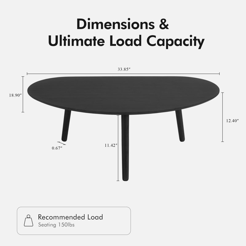 Table basse Jaymie L 33,85 po x l 18,9 po x H 12,4 po, Noir, noir, noir, noir