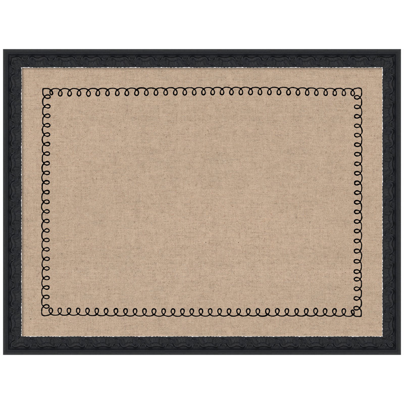 Babillard Kate et Laurel encadré en tissu avec bordure festonnée blanche en lin imprimé contemporain pour une utilisation comme tableau de vision ou organisation murale