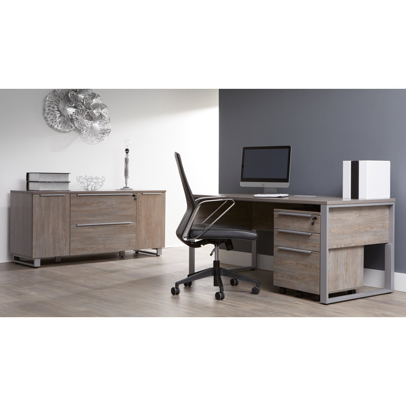 Ensemble de bureau 3 pièces Maysey, H 29 po x l 71 po x P 32 po, Gris