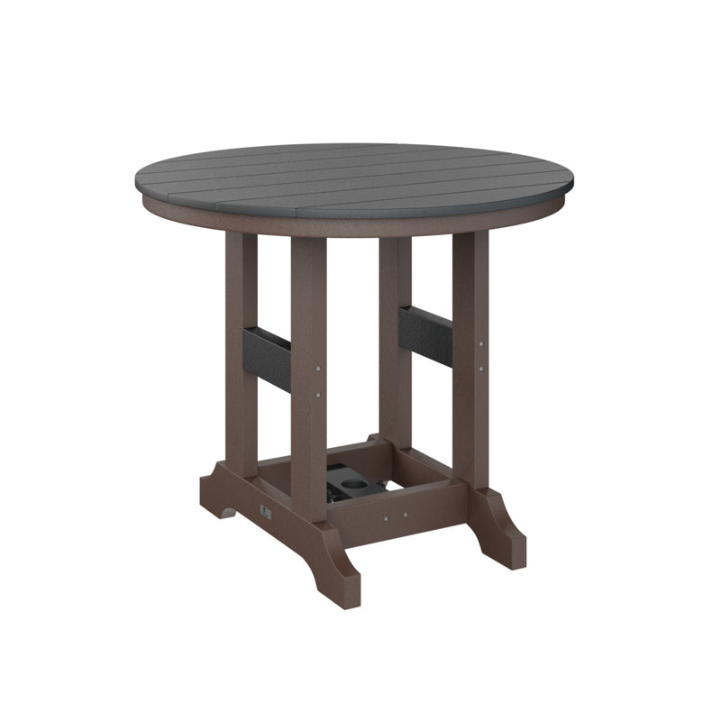 Garden Classic Outdoor Round Dining Table, Chocolate Brown, Black