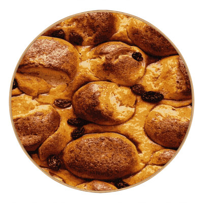Washable Bread pudding Desserts Area Rug
